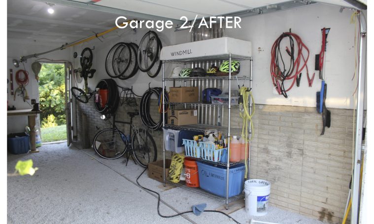 organized and hung up bike gear and supplies easy to see and find